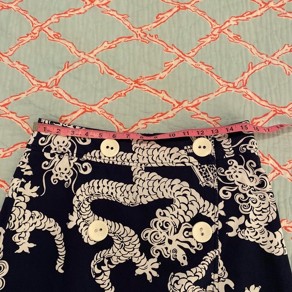 EUC Lilly Pulitzer Tail Lights True Navy Georgie Wrap Skirt - Picture 5 of 8